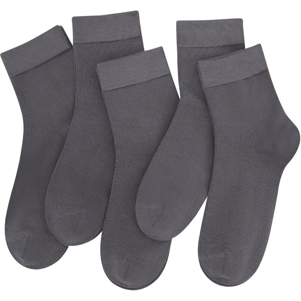 Women Dark Grey Crew Thin Ankle Height Lightweight Anti Odor Soft Ankle Socks